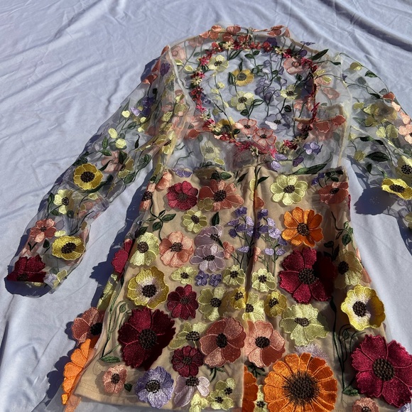 Source Unknown Multicolor Floral Embroidered Backless Dress - Picture 6 of 9